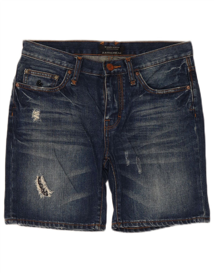Maison Scotch Womens Distressed Denim Shorts W32 Medium Blue