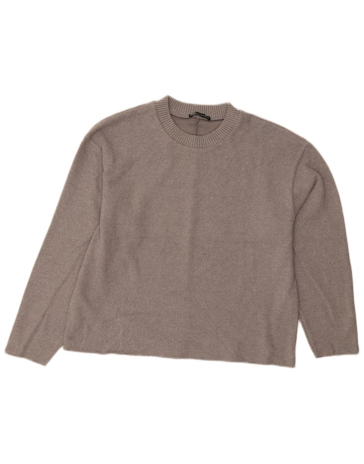 Zara Dame Crop Jumper Sweater UK 14 Medium Grå