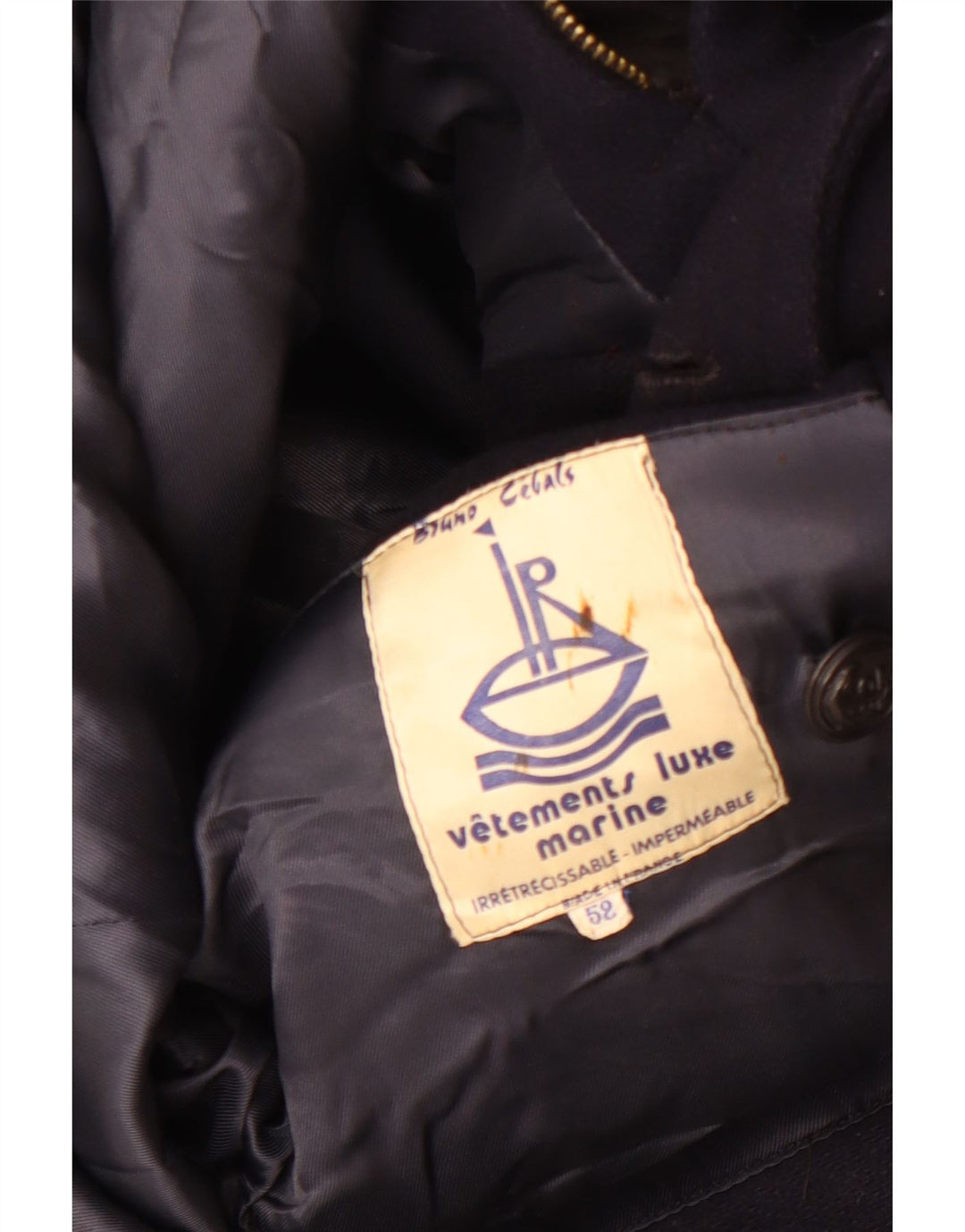 Vintage Herre Pea Coat IT 52 XL Navy Blue