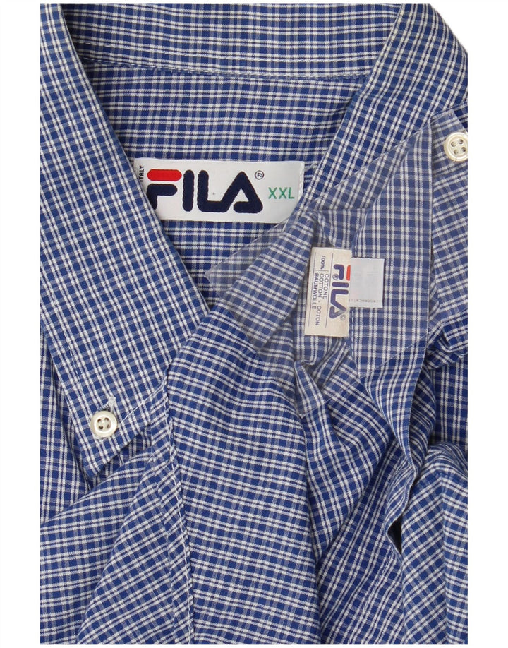 Fila kortærmet herreskjorte 2XL blå ternet bomuld