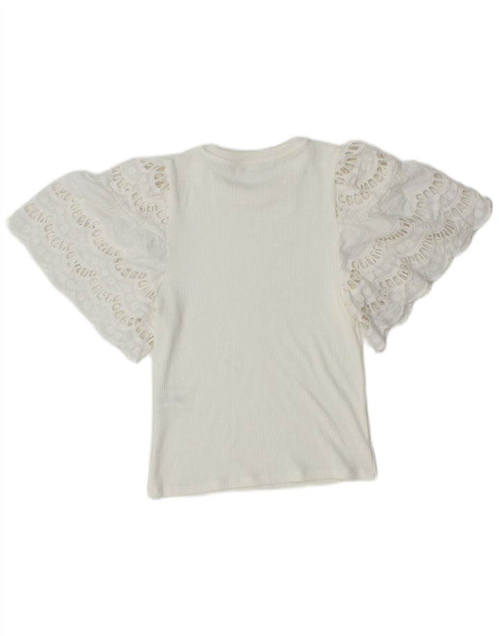 Zara Womens Crop Batwing Bluse Top UK 8 Small White Viscose
