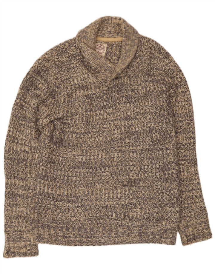 Fat Face Herre Sjal Hals Jumper Sweater Medium Grey Flecked Acryl