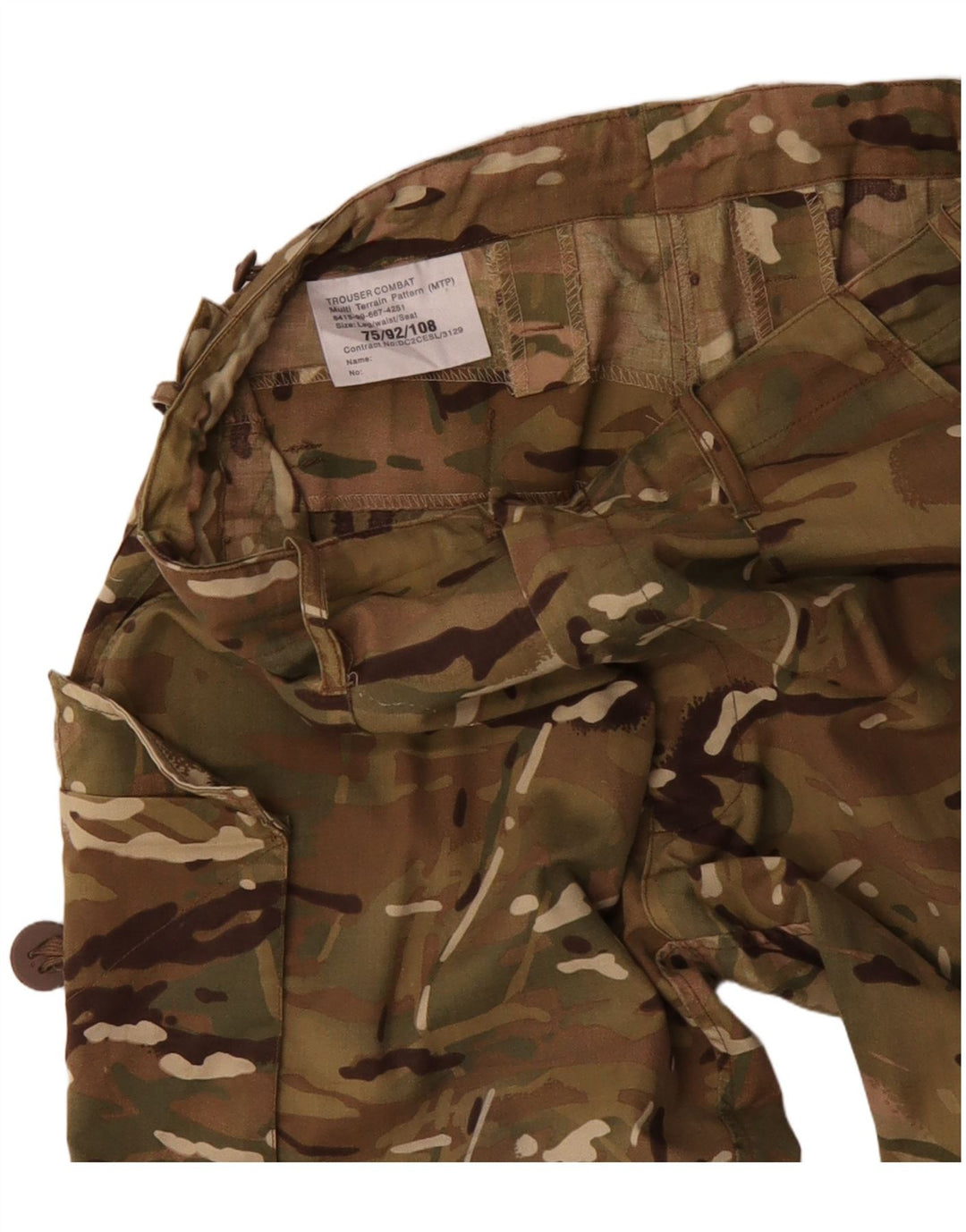 VINTAGE Straight Cargo bukser til mænd W34 L29 Khaki Camouflage Bomuld