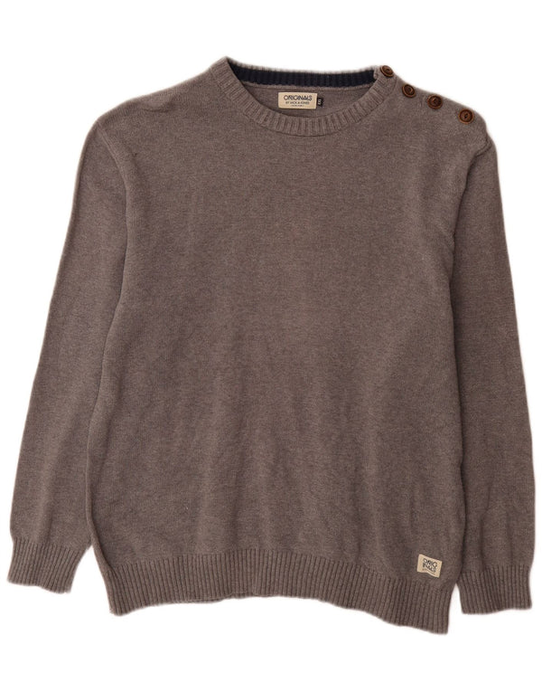 Jack & Jones Herre Boat Neck Jumper Sweater 2XL Grå Bomuld