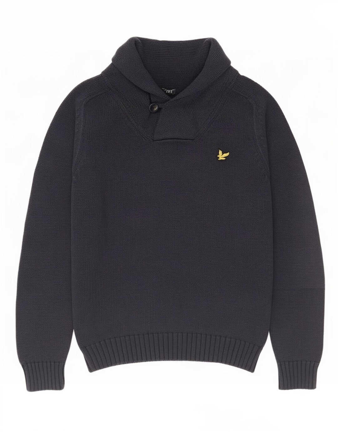 Lyle & Scott Herre Shawl Neck Jumper Sweater Medium Navy Blue Bomuld
