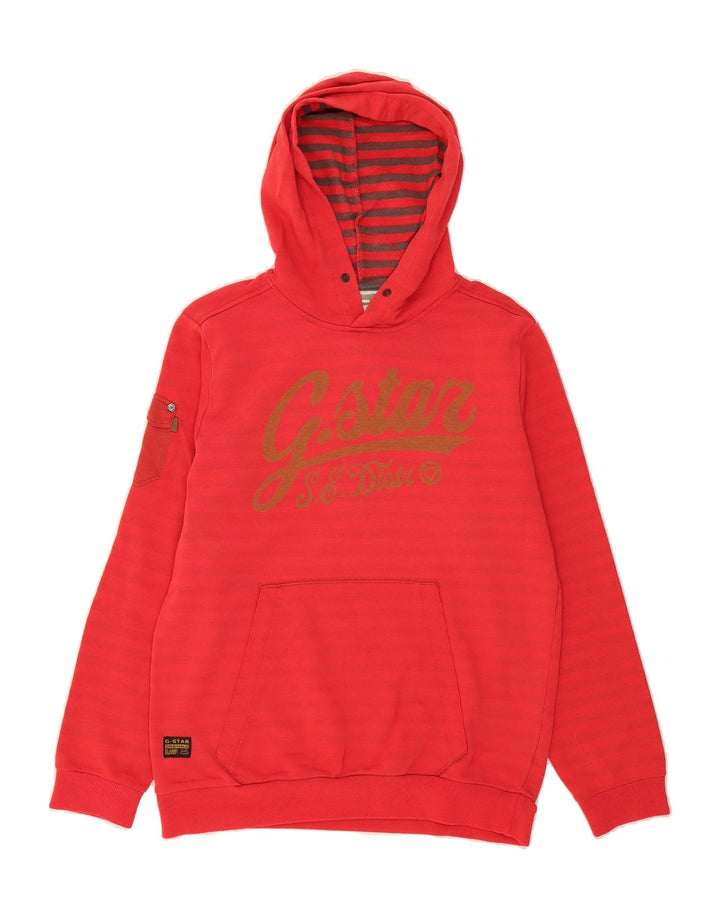 G-STAR Mens Graphic Hoodie Jumper Medium Red Striped Cotton Vintage G-Star and Second-Hand G-Star from Messina Hembry 