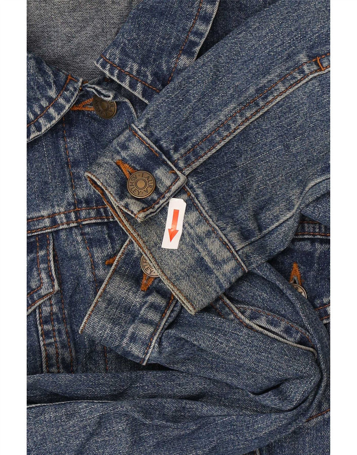 Laura Ashley Dame Crop Denim Jacket UK 12 Medium Blue Cotton
