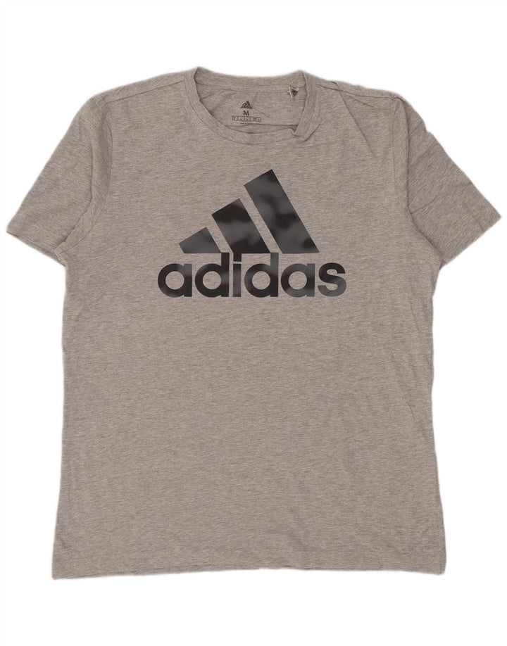ADIDAS grafisk t-shirt til mænd, mellemgrå flækket bomuld