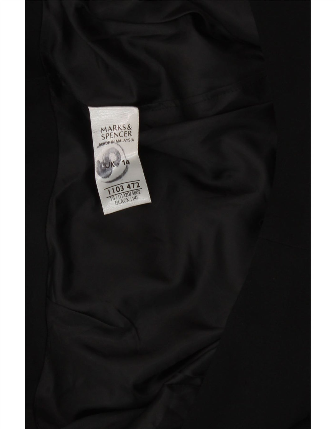 Marks & Spencer Womens Pencil Skirt UK 14 Large W32 Black Polyester