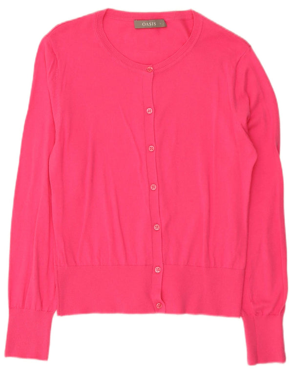Oasis Dame Cardigan Sweater UK 14 Large Pink Bomuld