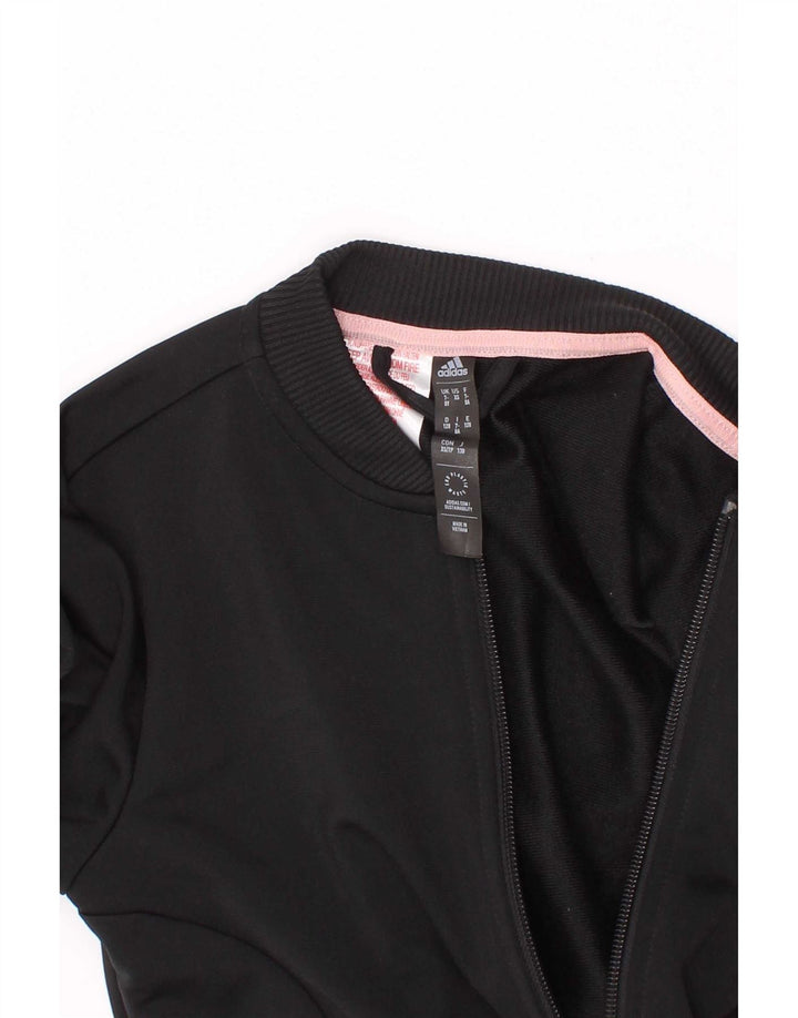 Adidas piger træningsdragt topjakke 7-8 år sort nålestribet polyester