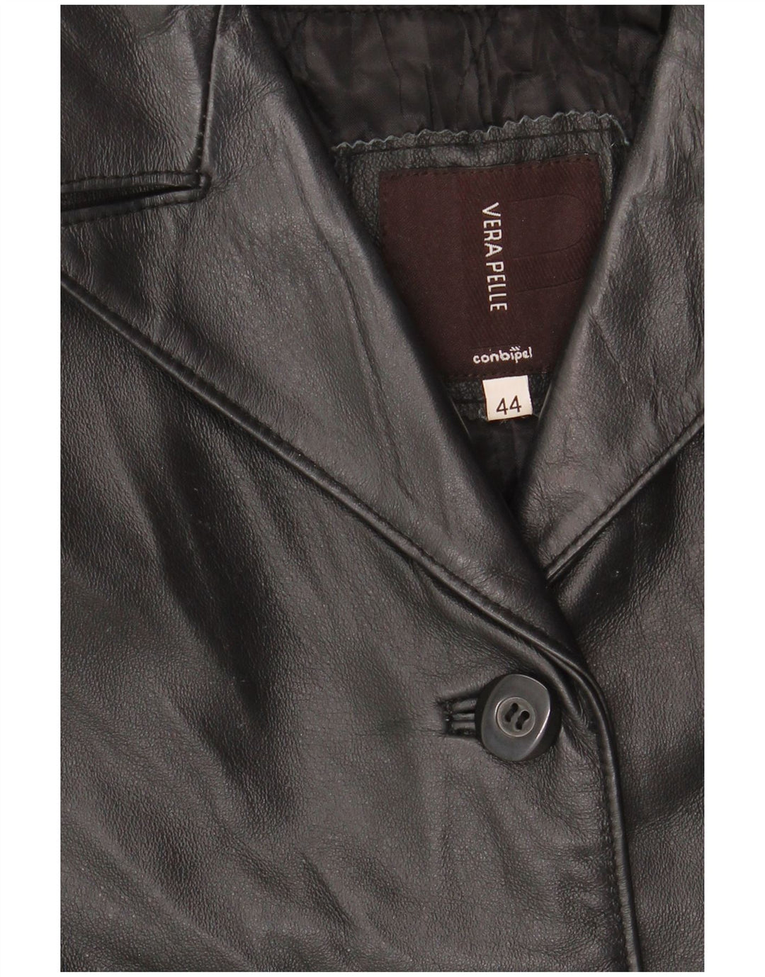 CONBIPEL Womens Leather Coat IT 44 Medium Black Leather