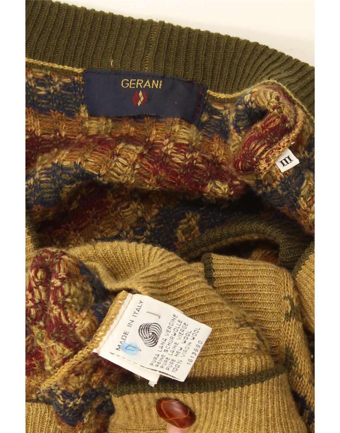 Gerani Herre Cardigan Sweater Stor Beige Blomsteruld