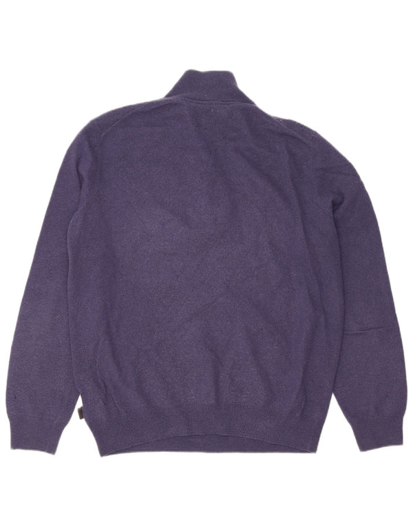 Hugo Boss Herre Zip Neck Jumper Sweater Large Navy Blue Virgin Wool