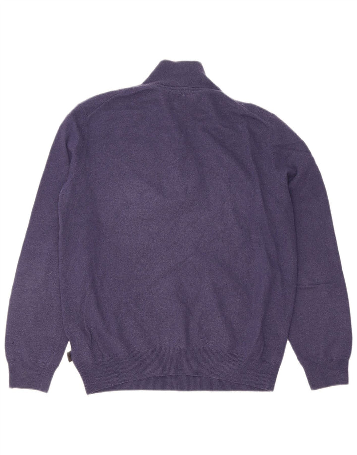 Hugo Boss Herre Zip Neck Jumper Sweater Large Navy Blue Virgin Wool