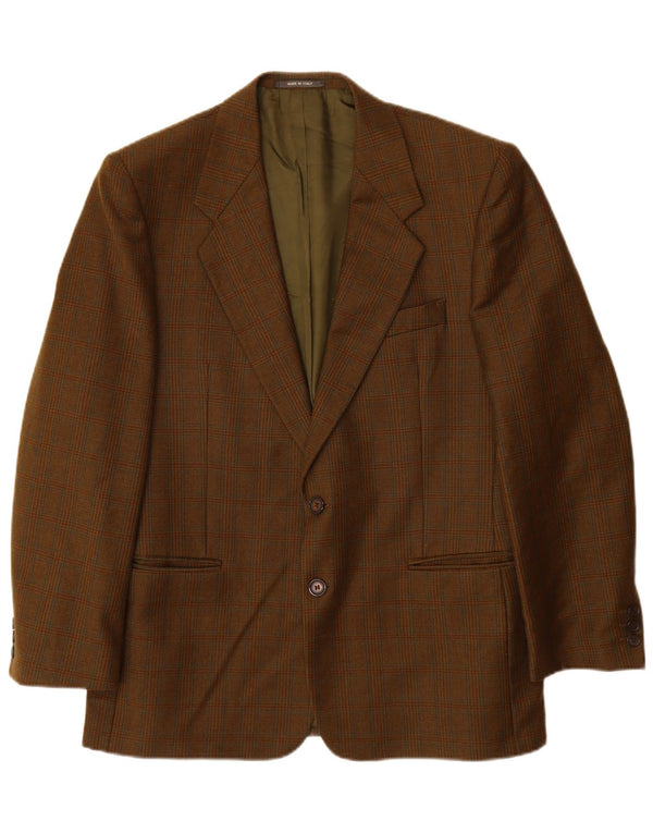 VINTAGE Herre 2-knaps blazerjakke UK 38 Medium Brown Houndstooth