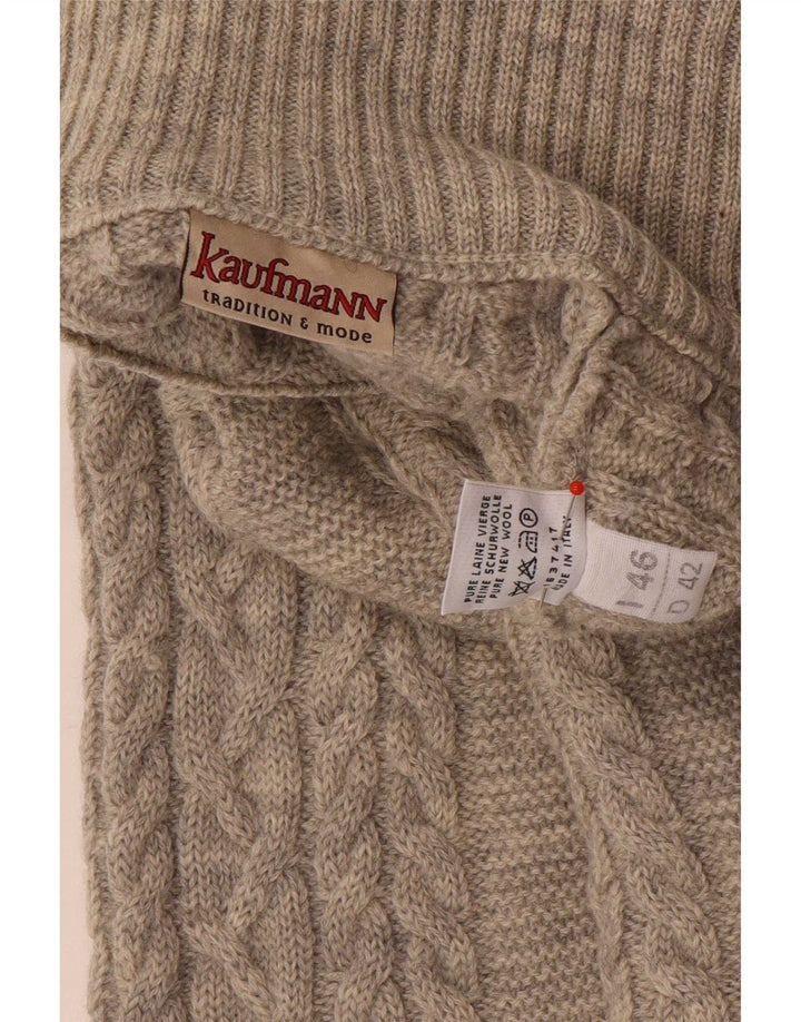 Kaufmann Herre Zip Neck Jumper Sweater IT 46 Small Beige Uld