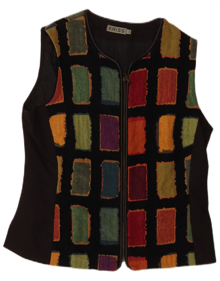 Kriss Dame Gilet IT 44 Medium Sort Geometrisk Bomuld