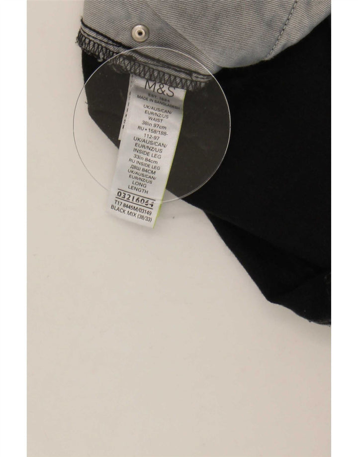 Marks & Spencer Herre Tapered Jeans W38 L33 Sort Bomuld