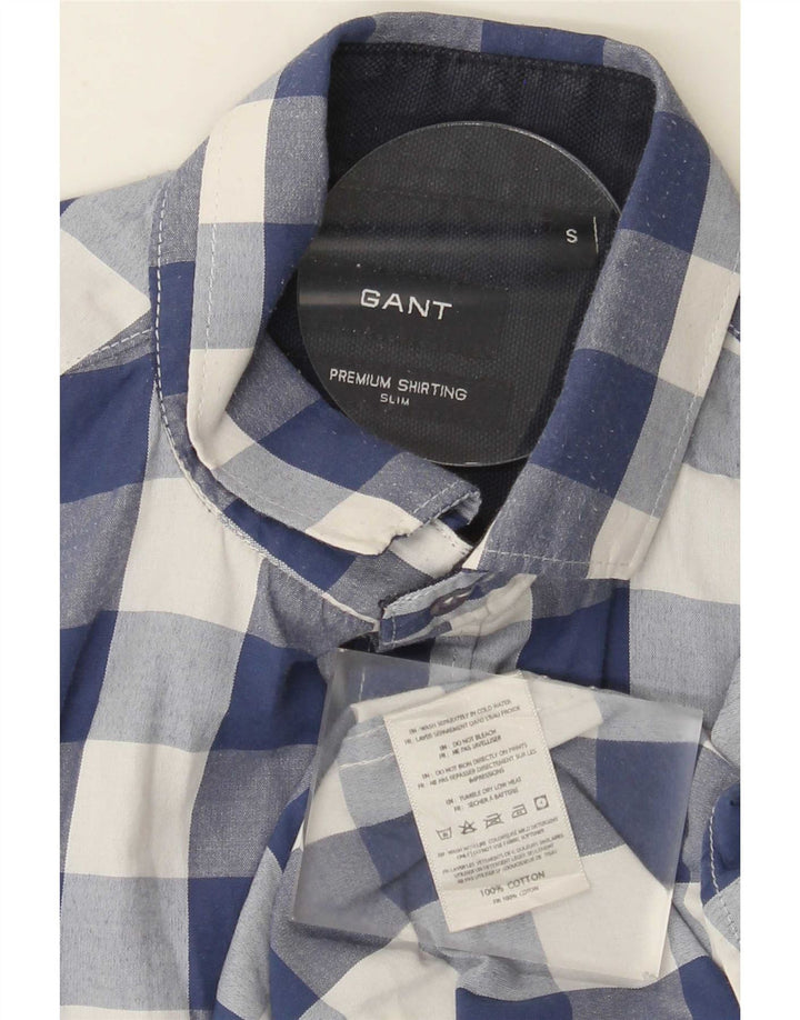 Gant Slim skjorte til mænd, lille blå Gingham bomuld