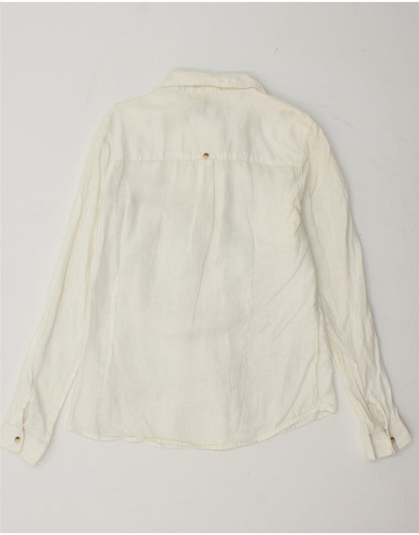 FAT FACE Dameskjorte UK 14 Medium Off White Linned