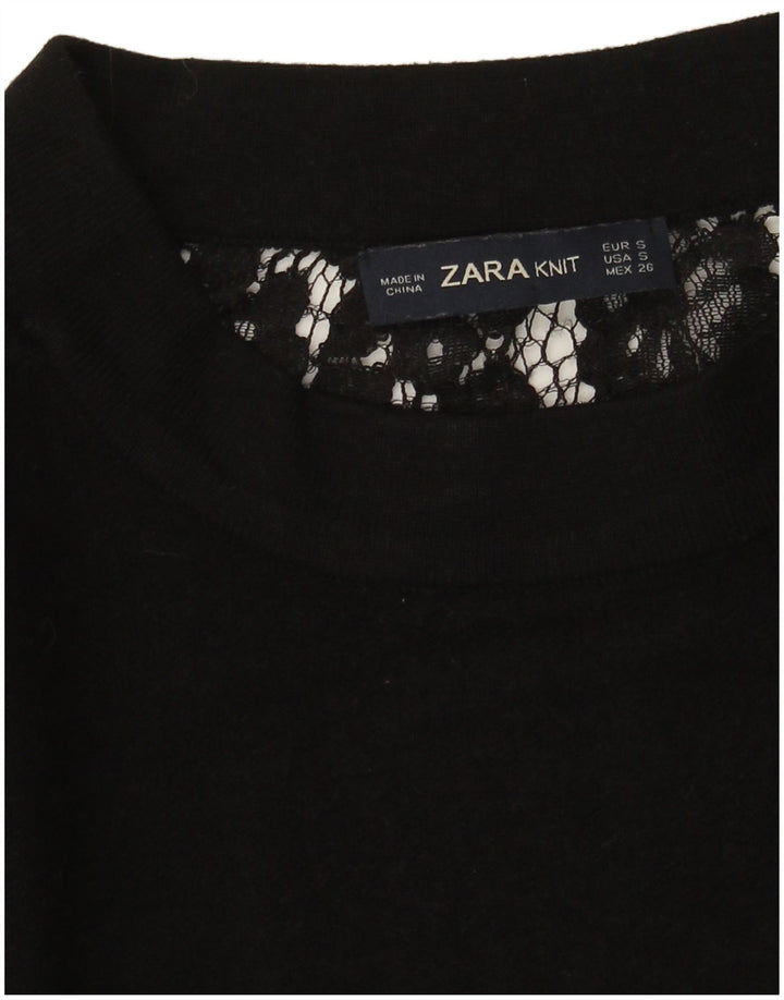 Zara Dame Langærmet Oversized Bluse Top UK 10 Small Black