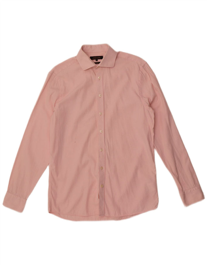 Jaeger Herre moderne skjorte størrelse 15 1/2 Medium Pink nålestribet bomuld