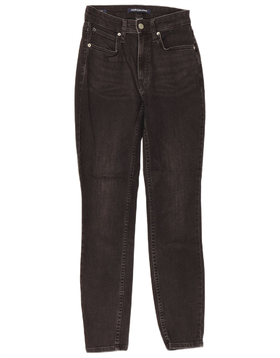 CALVIN KLEIN Dame Skinny Jeans W26 L30 Sort Bomuld