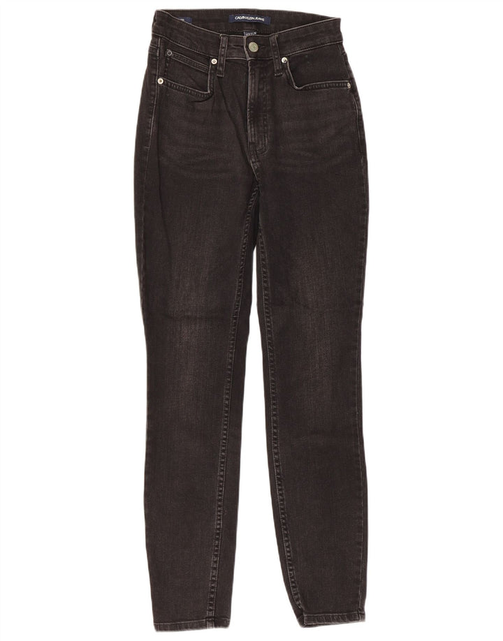 CALVIN KLEIN Dame Skinny Jeans W26 L30 Sort Bomuld