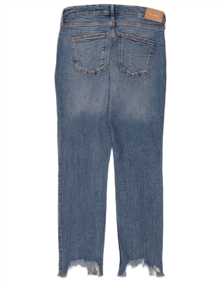 Zara Dame Distressed Cropped Jeans EU 40 Medium W30 L27 Blå