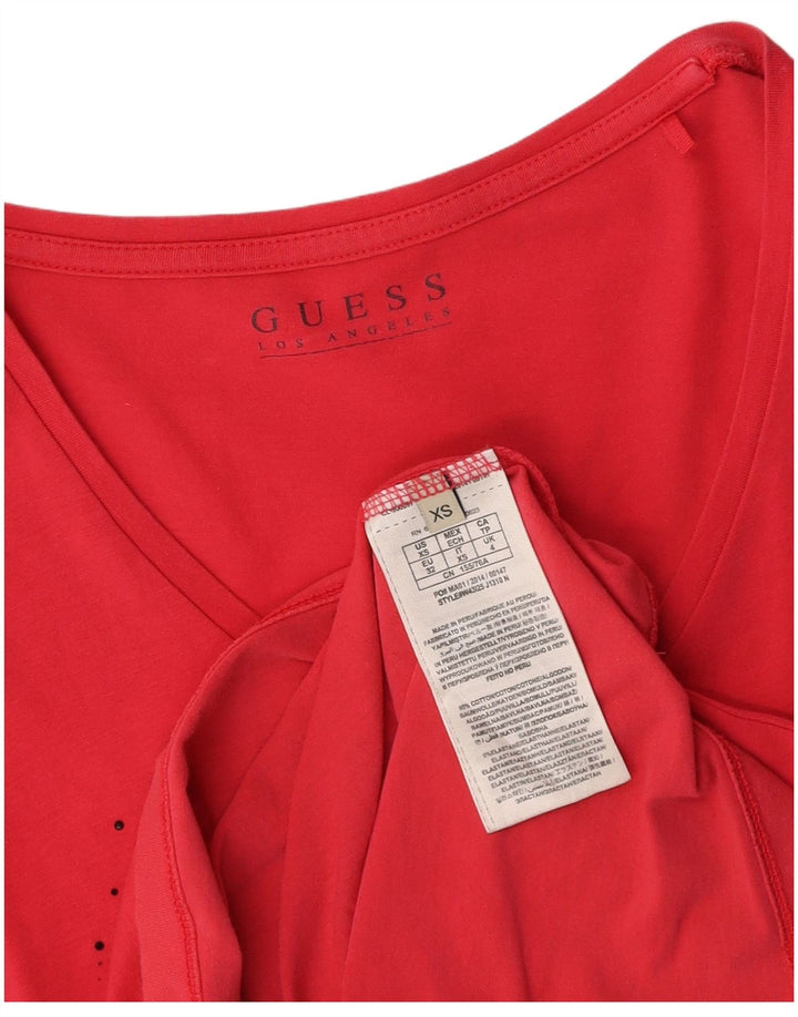 GUESS Grafisk T-shirt top til kvinder UK 4 XS Pink Bomuld