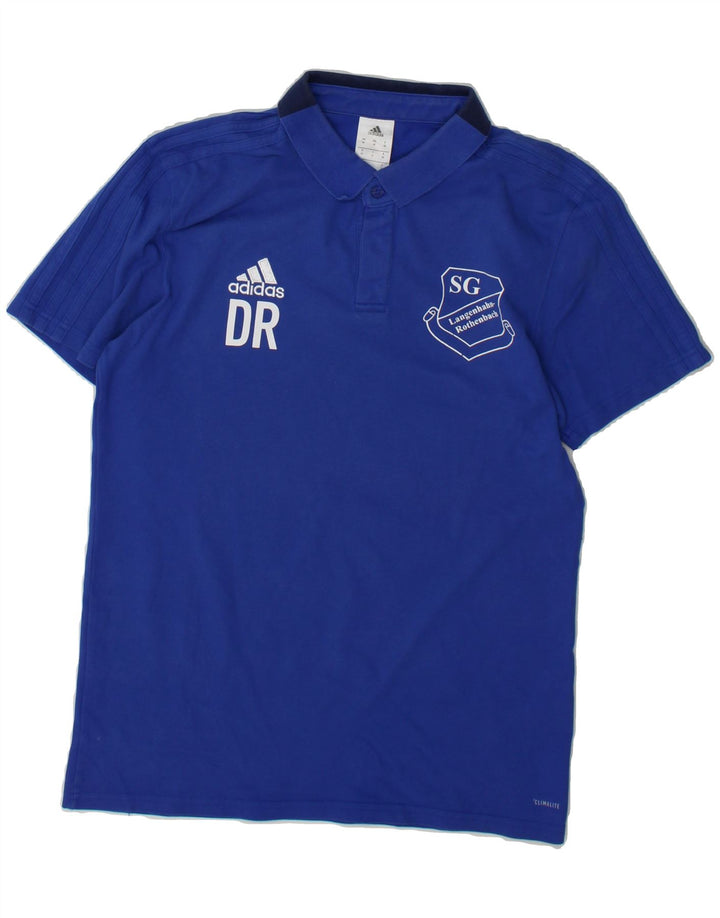 ADIDAS Mens Climalite Polo Shirt Medium Blue Cotton Vintage Adidas and Second-Hand Adidas from Messina Hembry 