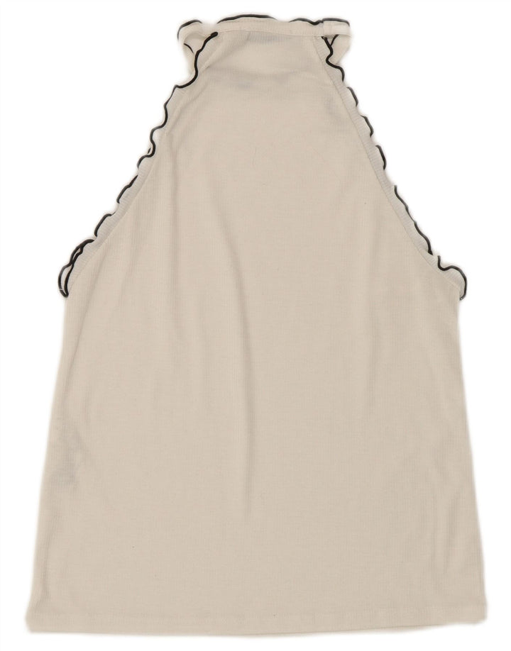 Zara Womens Crop Halter Top UK 12 Medium White Bomuld