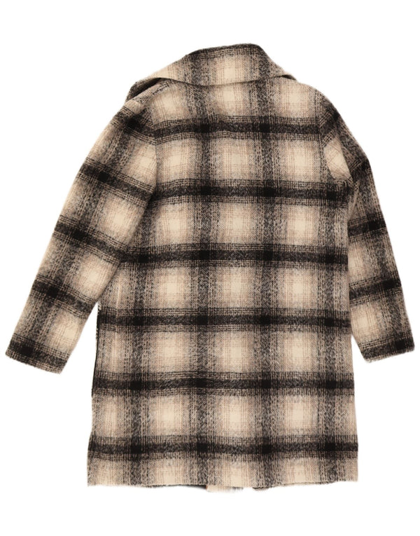 Marks & Spencer Dame Dobbeltradet Frakke UK 14 Large Beige Check