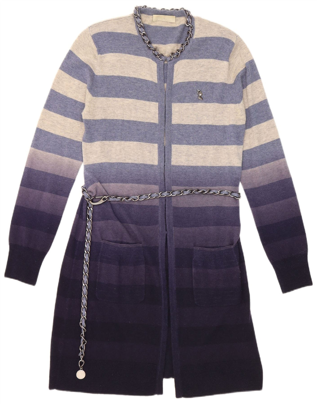 Roberta Scarpa Dame Cardigan Sweater IT 46 Stor Marineblå Stribet