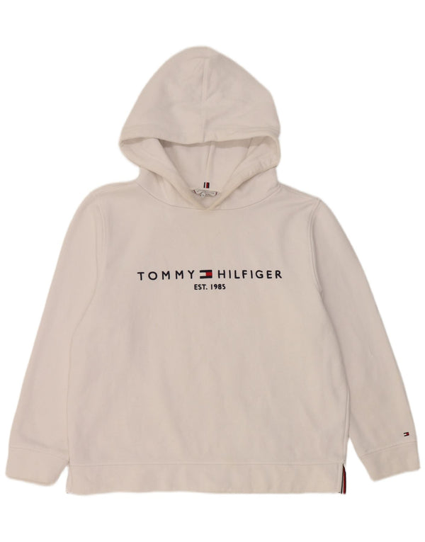 Tommy Hilfiger Grafisk hættetrøje til kvinder UK 18 XL Hvid bomuld