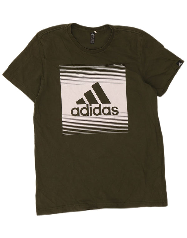 Adidas Grafisk T-shirt top til mænd, stor grøn bomuld