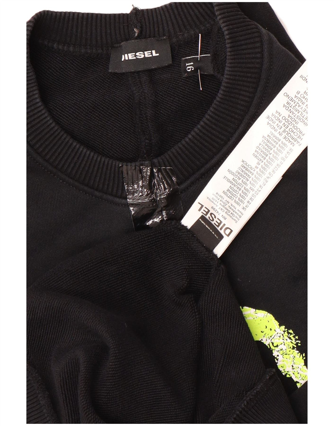 Diesel Boys Grafisk Sweatshirt Jumper 15-16 år Sort Bomuld