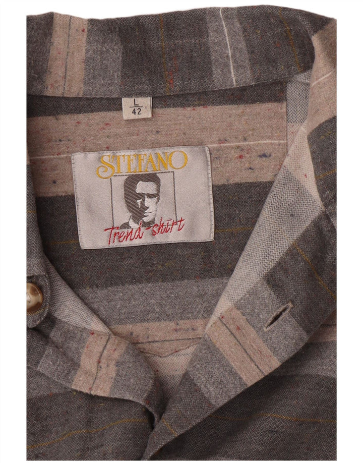 Stefano Herre flannelskjorte str. 42 Large Gråstribet