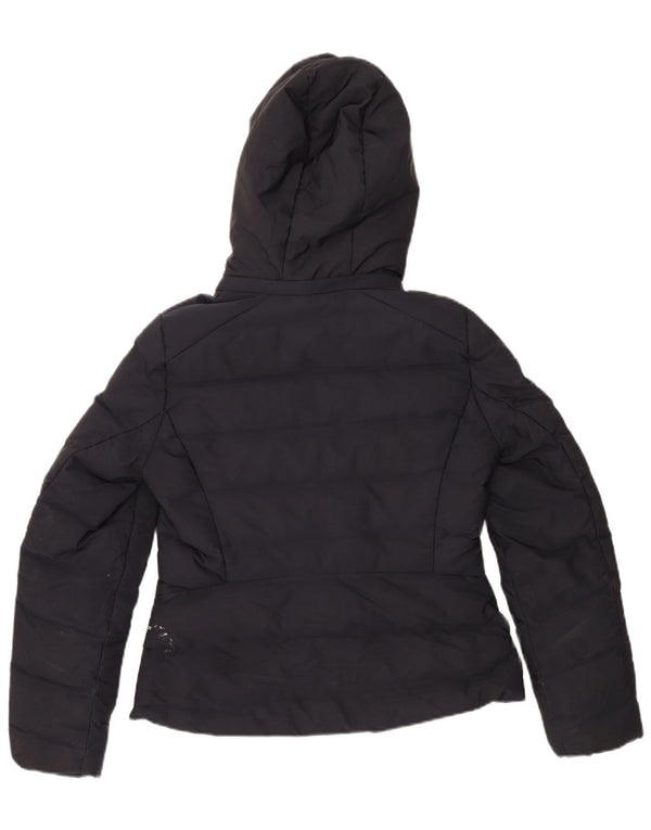 Zara Dame Hætte Sherpa Polstret Jakke UK 16 Large Navy Blue Polyester