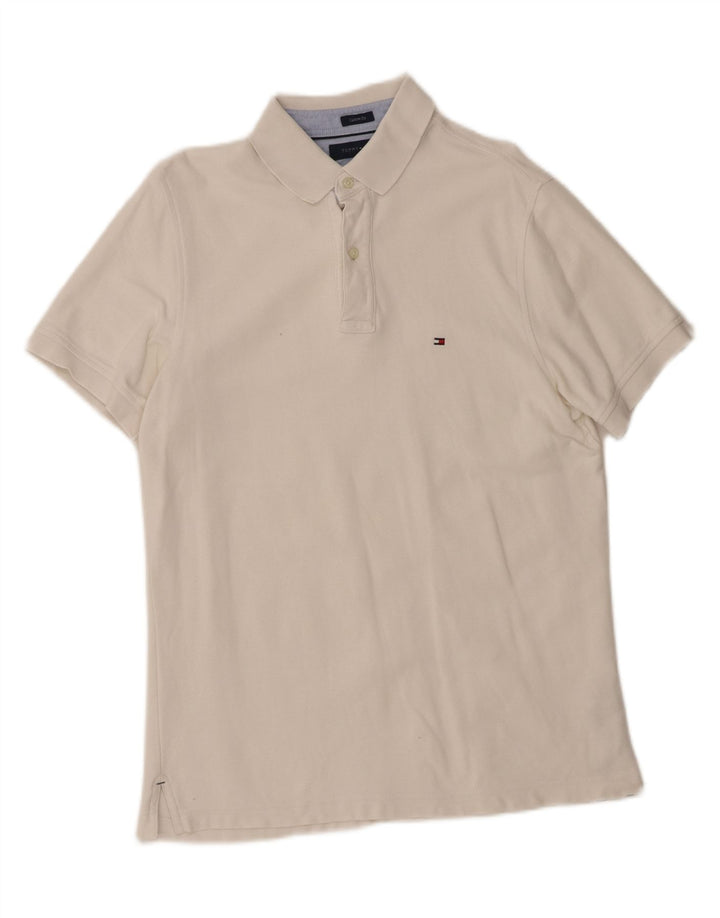 TOMMY HILFIGER Mens Custom Fit Polo Shirt Medium White Cotton Vintage Tommy Hilfiger and Second-Hand Tommy Hilfiger from Messina Hembry 