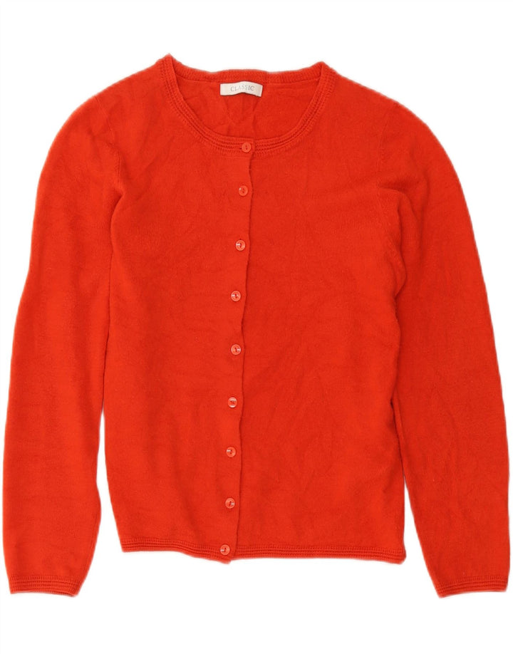 CLASSIC Womens Cardigan Sweater UK 10 Small Orange Acryl
