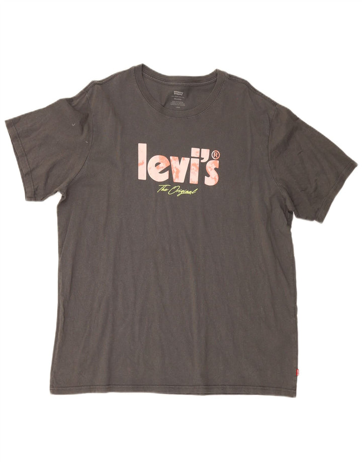 Levi's Herre afslappet grafisk T-shirt top Stor grå bomuld
