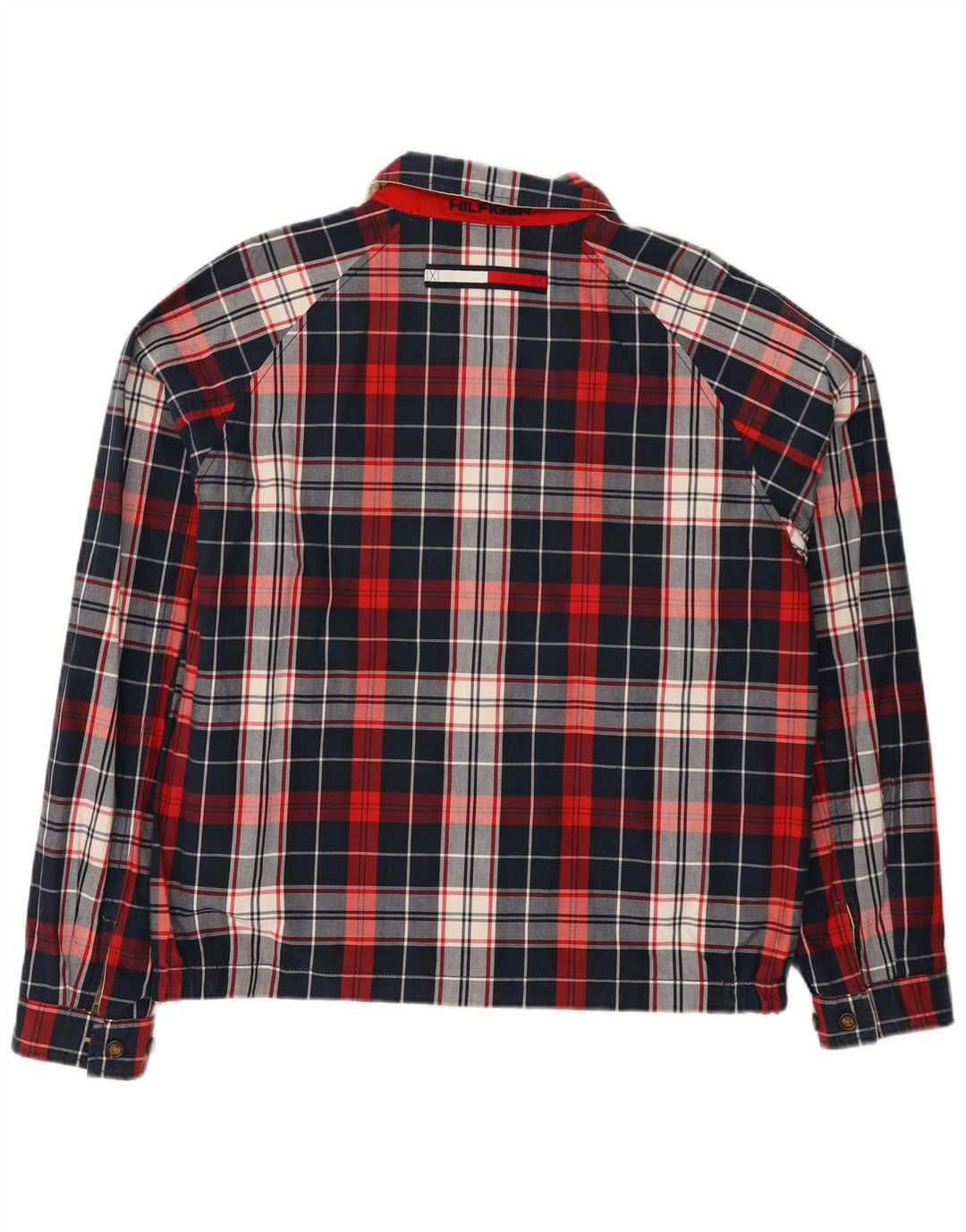 TOMMY HILFIGER Vendbar herrejakke UK 38 Mellem marineblå ternet nylon