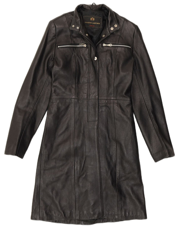 VINTAGE Læderfrakke til kvinder UK 8 Lille sort læder