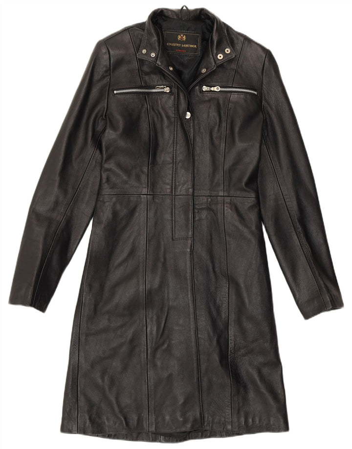 VINTAGE Læderfrakke til kvinder UK 8 Lille sort læder