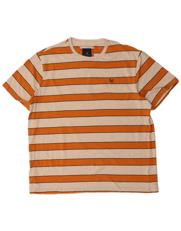Crew Clothing Herre T-Shirt Top 2XL Beige Stribet Bomuld