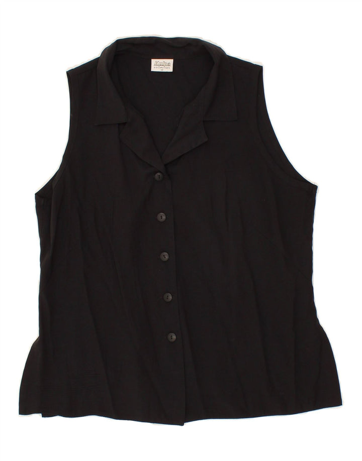 VINTAGE Womens Sleeveless Shirt Blouse EU 40 Medium Black Viscose Vintage Vintage and Second-Hand Vintage from Messina Hembry 
