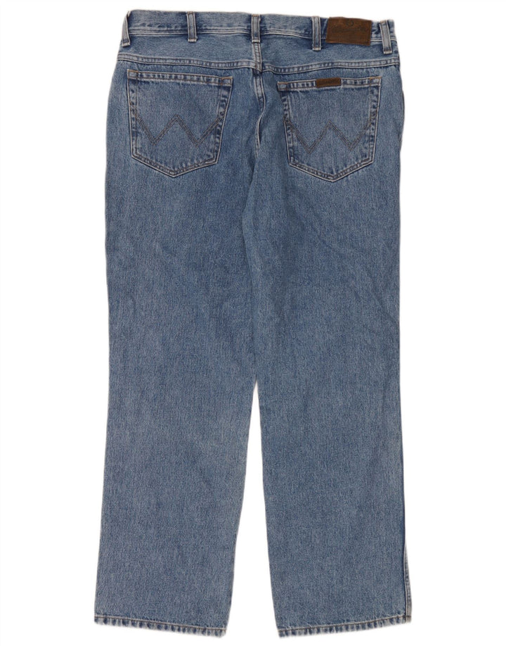 Wrangler Herre Regular Fit Straight Jeans W38 L30 Blå Bomuld