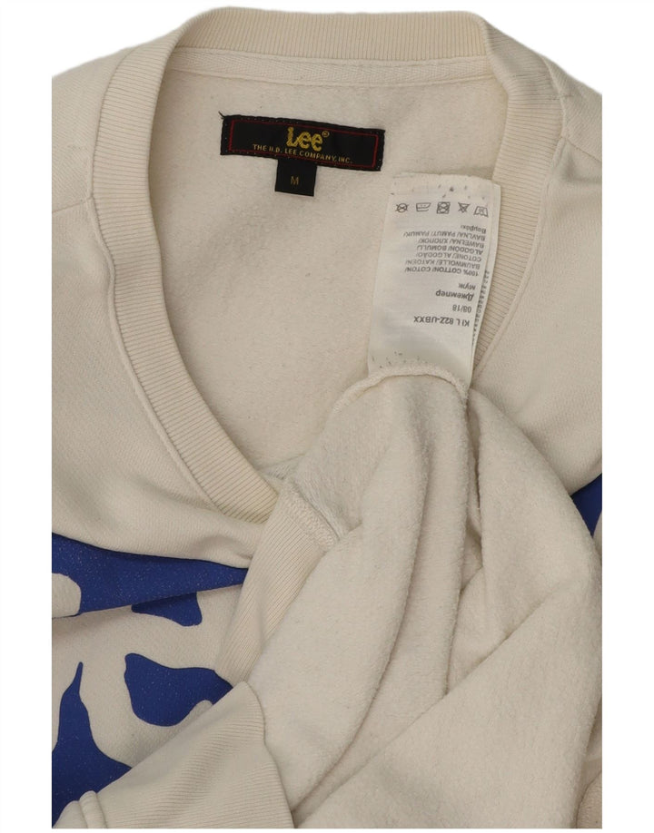 LEE Mens Graphic Sweatshirt Jumper Medium White Cotton